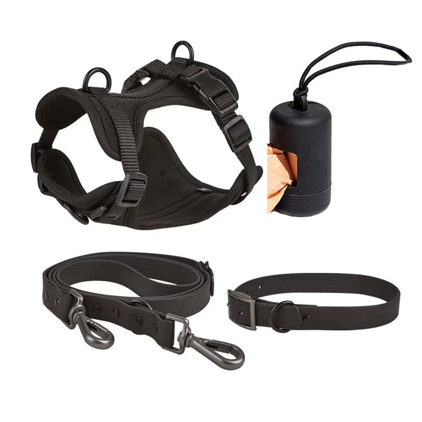 Dog Harness Set | Waterproof Hands-Free Walking 4-in-1 Set
